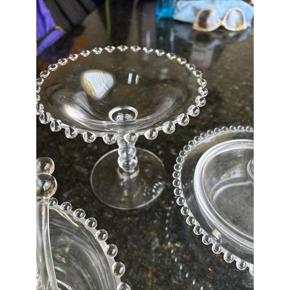 Vintage 1940's Imperial Glass Ohio Candlewick Glass Table/Serving/Candy Set 12 P